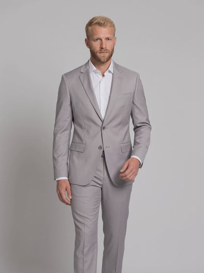 Costume Slim Italiano Poliviscose Cinza Claro em movimento
