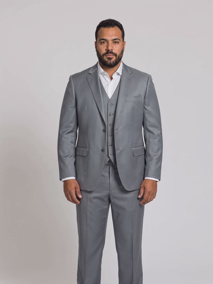 Terno Plus Size Poliviscose Cinza Médio em movimento
