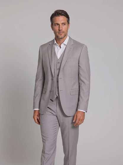 Terno Slim Italiano Poliviscose Cinza Claro em movimento