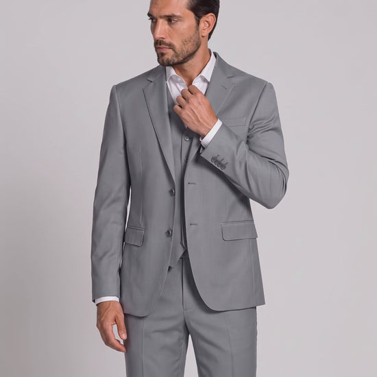 Terno Slim Italiano Poliviscose Cinza Médio em movimento