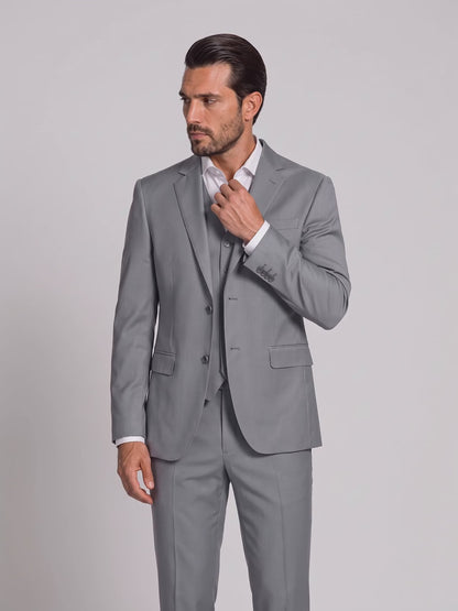Terno Slim Italiano Poliviscose Cinza Médio em movimento