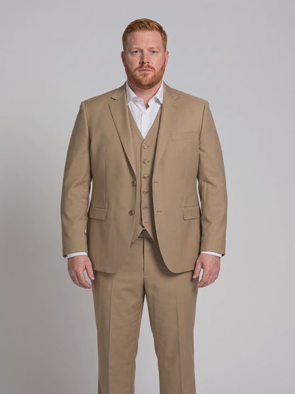 Terno Plus Size Microfibra Cáqui em movimento