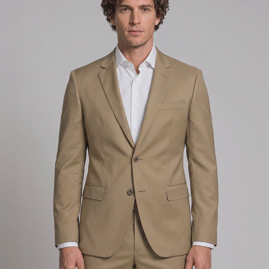 Costume Slim Italiano Poliviscose Cáqui em movimento
