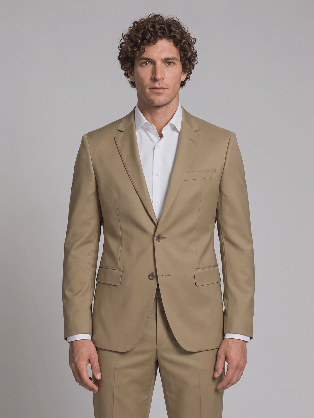 Costume Slim Italiano Poliviscose Cáqui em movimento