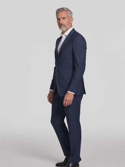 Costume Slim Italiano La Fria - Azul Marinho em movimento