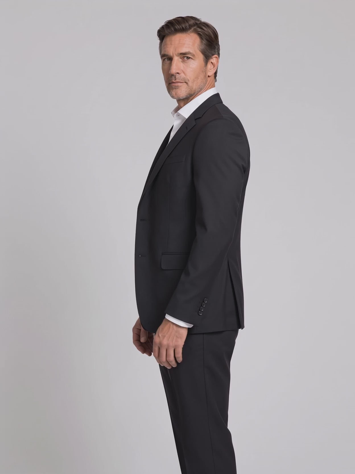 Costume Slim Italiano La Fria - Preto em movimento