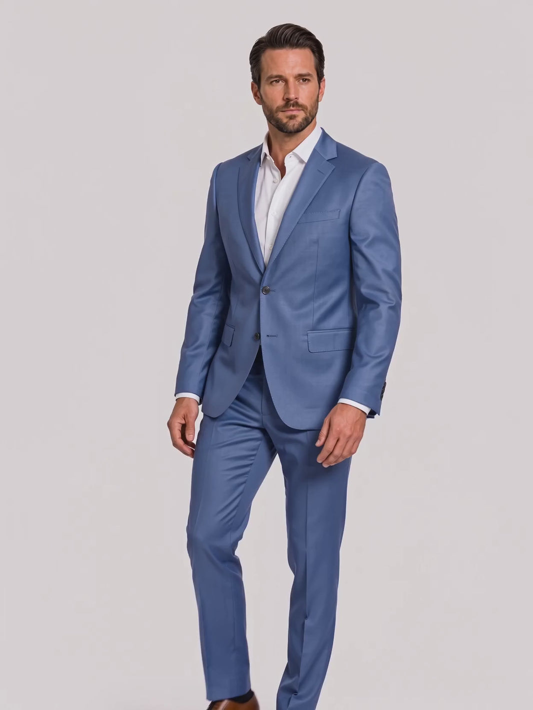 Costume Slim Italiano Poliviscose Azul Índico em movimento