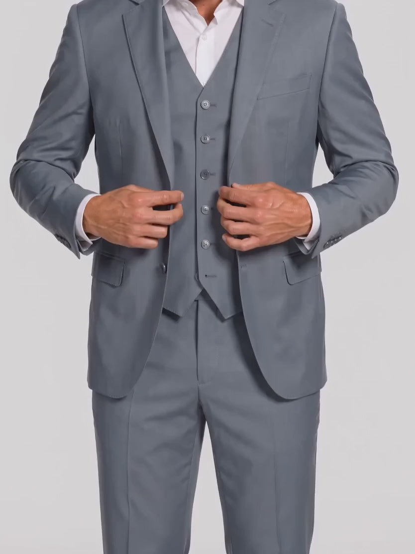 Blazer Poliviscose Cinza Médio em movimento