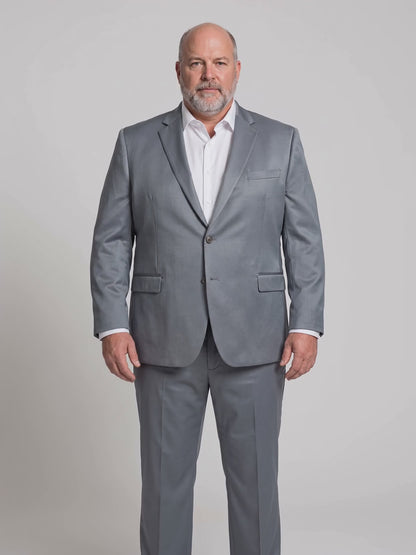Costume Plus Size Poliviscose Cinza Médio em movimento