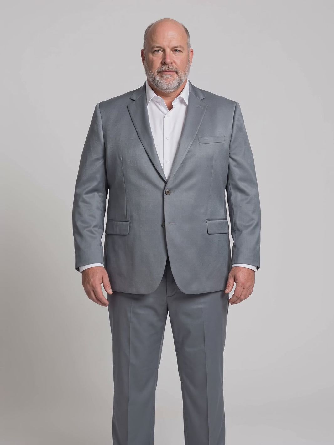 Costume Plus Size Poliviscose Cinza Médio em movimento