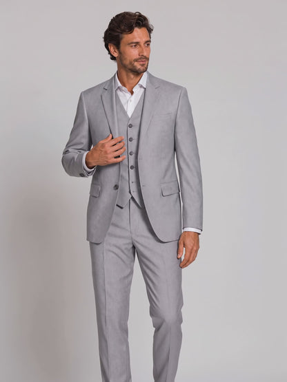 Costume Regular Italiano Microfibra Cinza Claro em movimento