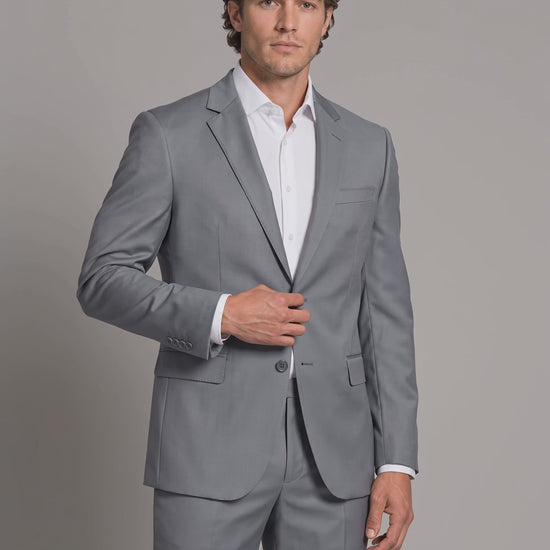 Costume Slim Italiano Poliviscose - Cinza Médio em movimento