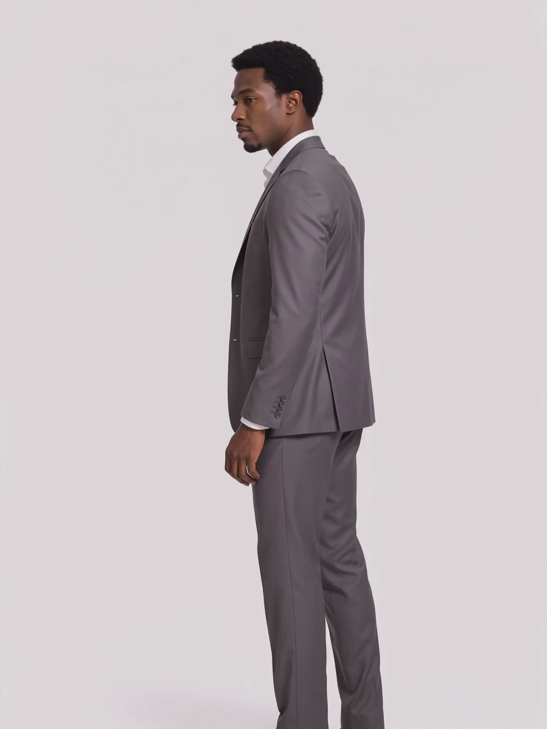 Terno Slim Italiano Poliviscose Chumbo em movimento